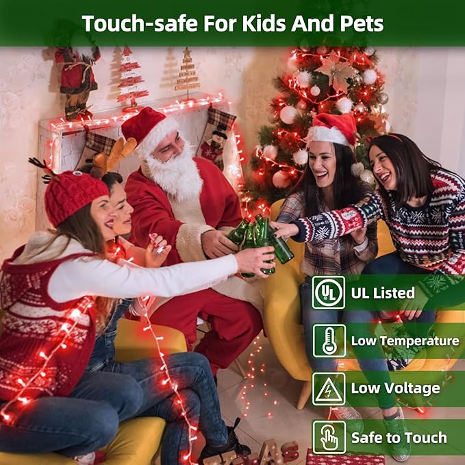 750 LED 240FT Christmas Lights Outdoor,12 Lighting Modes Christmas String Lights with Timer, Dimmable Plug in Red LED StringLights Waterproof for Yard Tree Wedding Party Holiday Red