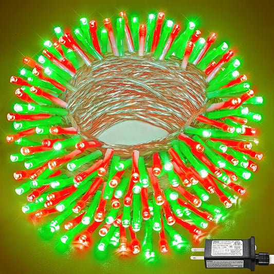 66FT 200 LED Christmas Lights Outdoor, Plug in Christmas String Lights Indoor, Waterproof & 8 Modes & Timer Function, Connectable Fairy Twinkle Light for Bedroom Classroom Wedding Decor, Red Green