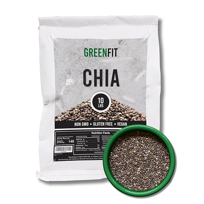 Greenfit Premium Bulk Chia Seeds (10Lbs Bag) | A+ Grade Chia | Nutrient-Packed Superfood | Non-GMO | Gluten-Free Chia Seeds Bulk | Vegan
