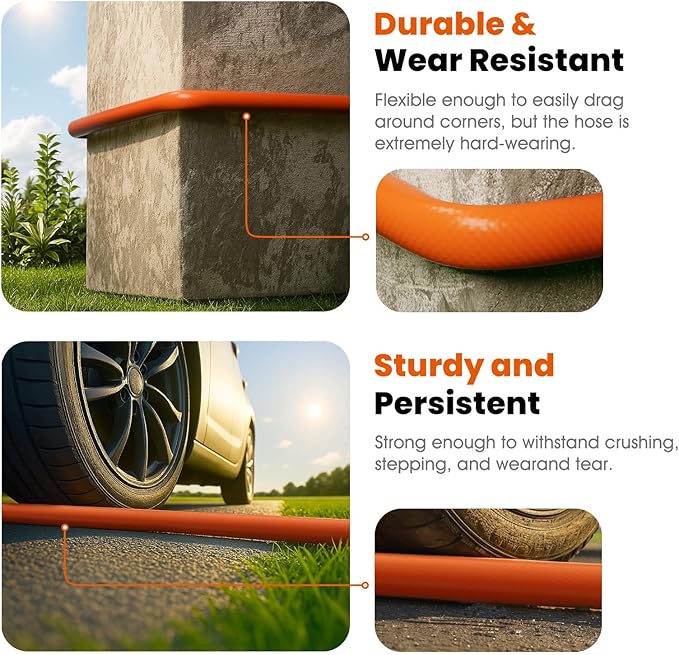 Heavy Duty Garden Hose 5/8 in x 5 ft with Swivel Fitting, Super Flexible Water Hose, All-weather, Lightweight, Burst 600 PSI