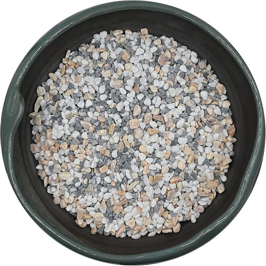 25 LBS GreyMixed Pea Gravel, Natural Succulent and Cactus Gravel Pebbles, Pebbles for Indoor Plants, Natural Gardens Mulching, for Houseplants, for Aquarium Gravel, to Maintain Soil Aeration(4-6mm)