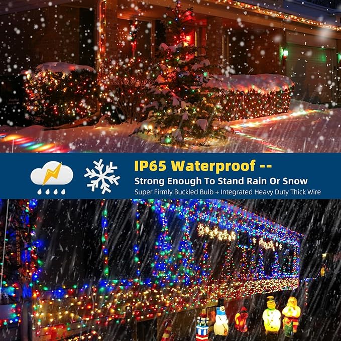 328FT 1000LEDs Christmas Lights Outdoor Indoor 8 Modes for Christmas Tree Party Decoration, 100% UL Listed (Multicolor)
