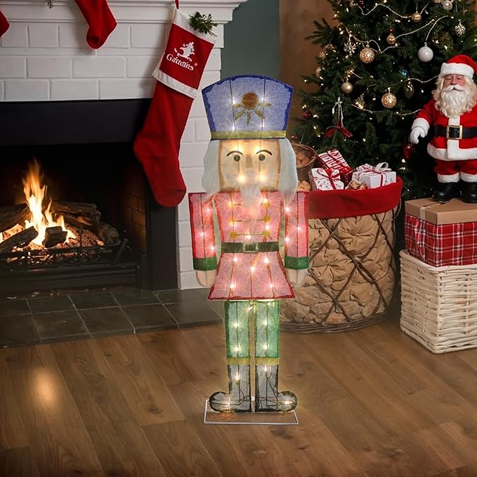 GENIMO 2D Nutcracker Soldier Outdoor Christmas Decorations, 35 Lights Pre-Lit for Holiday Decor Xmas Outside Indoor Home Lawn Yard Garden Patio Stakes Zip Ties(29 in)