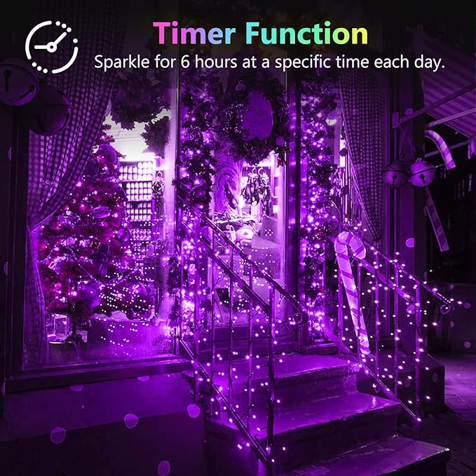 4 Pack 20FT 60LED Christmas Battery Operated Fairy Lights with Timer, Waterproof Battery String Lights Outdoor Indoor, Battery Twinkle Lights for Bedroom Wedding Birthday Party Christmas(Purple)