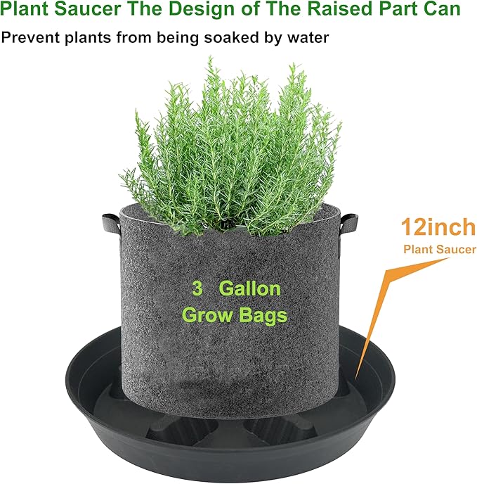 4 Pack Plant Saucer 12 inch, 8 10 14 17 inch, Plant Stand Plastic Plant Saucers for Indoors Outdoor, Heavy Duty Flower Saucers for Potted Plants, Pot Saucers for Plants, Grow Bags Saucers