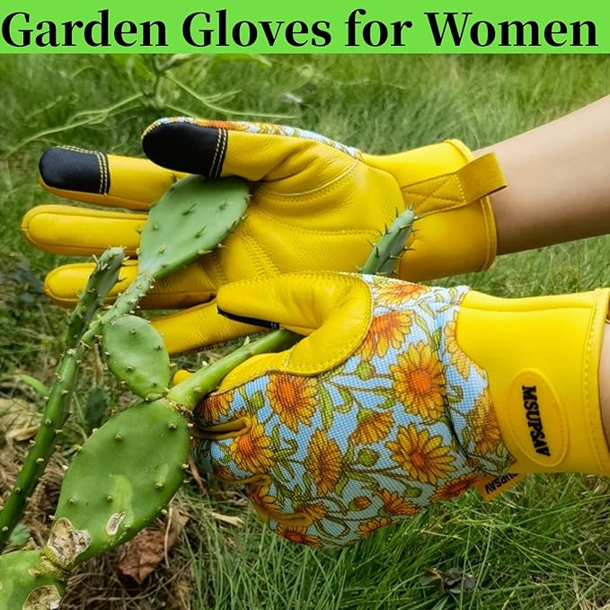 Thorn Proof&Puncture Resistant Gardening Gloves with Grip,Garden Glove for Women, Leather Yard Work Gifts