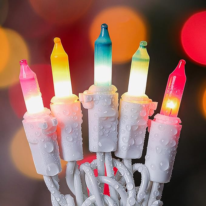 Christmas Decorations Mini String Lights,13feet 50Count Light Set on White Wire Plug in End-to-End Connectable for Indoor Outdoor Party Yard Garden Patio Home Easter Decor, Multicolored