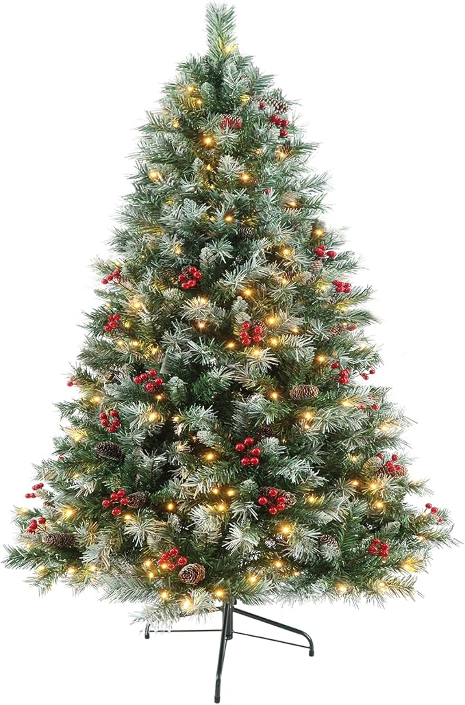Pre-Lit Artificial Christmas Tree with Lights 9ft - Arbol De Navidad Con Luces, Holiday Party Decorations Indoor with 2270 Branch and 900 Warm LED, Easy Assembly, Metal Reinforced Base