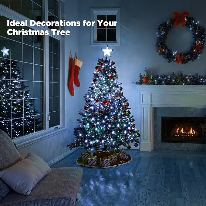 WBao Christmas Lights Indoor Outdoor 300LED 108ft, Super Bright LED Christmas String Lights with UL Certified, 8 Modes, Timer, Connectable & Waterproof for Trees, Patio, Xmas Party Decor, Cool White