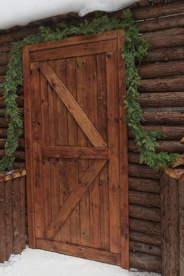 MISSPIN Christmas Garland with Lights, Real Touch Winter Pine Garland, Green Artificial Greenery Garland for Table, Mantle, Wall, Indoor, Outdoor Christmas Decorations