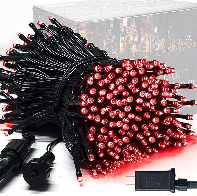 JMEXSUSS 250 LED Red Halloween Lights Indoor Outdoor Waterproof with 8 Modes, 91.5ft Expandable Red String Lights for Bedroom Tree Patio Garden Party Holiday Decorations