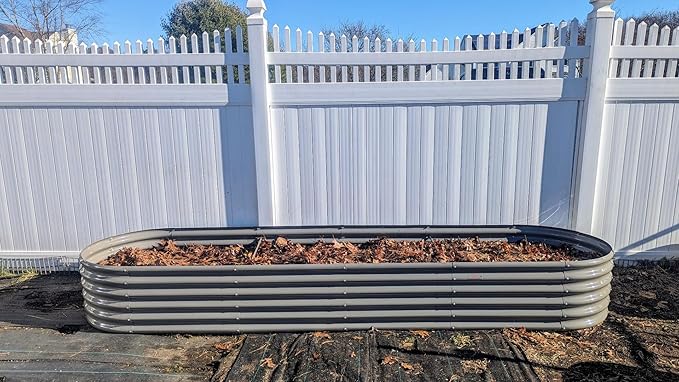 A ANLEOLIFE 12X3X1.5 ft Galvanized Raised Garden Beds Outdoor, Oval Extra Large Metal Planter Box for Planting Vegetables Flowers Herb, Anti-Rust & Easy-Setup, Quartz Grey