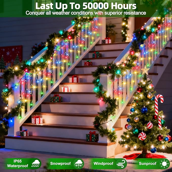 670 LED Christmas Lights with 148 Drops, 66ft 12 Modes Hanging ice String Lights with Timer & Dimmable & Waterproof, Plug-in Fairy Lights for Halloween Holiday Wedding Party Christmas Decor Multicolor