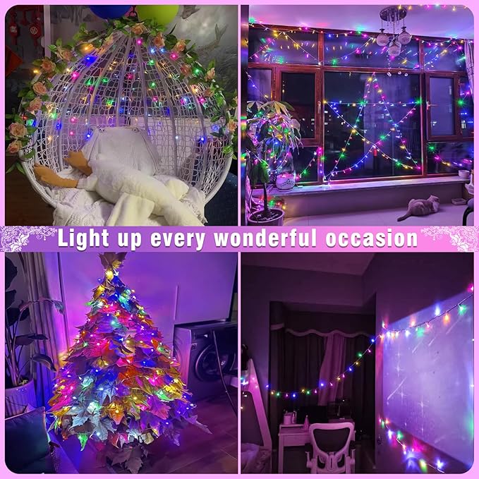 66FT 200 LED Christmas Lights Outdoor, Plug in Christmas String Lights Indoor, Waterproof & 8 Modes & Timer Function, Connectable Fairy Twinkle Light for Bedroom Wedding Decor, Pastel Multicolor
