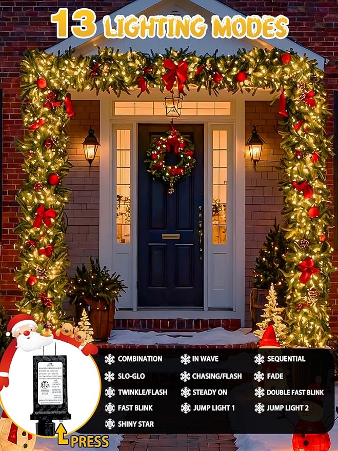 240 LED 78FT C6 Christmas String Lights, Super Long Christmas Lights Outdoor Indoor with 13 Modes & Timer, Waterproof Fairy Twinkle Light Plug in for Tree Garden Party Xmas Decorations (Warm White)