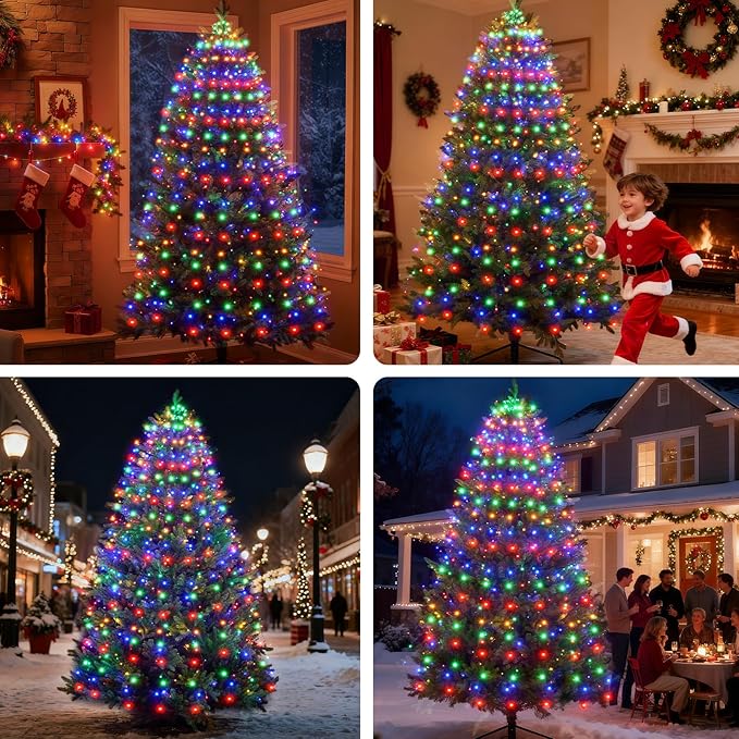 Christmas Tree Lights Christmas Lights Outdoor Indoor Multicolor 280Led 10 Lines with 8 Light Modes, Timer and Remote Control, Waterfall Lights for Wedding Home Party 4Ft-7Ft Xmas Tree Decorations