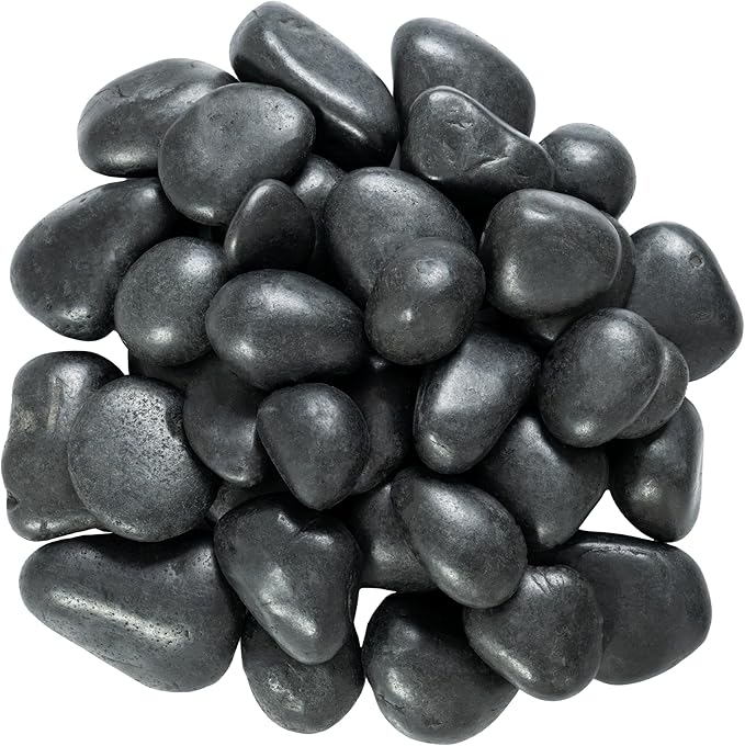 MSI Decorative Polished Black Pebbles, 1.2 inch - 2 inch, 40 lb. Bag