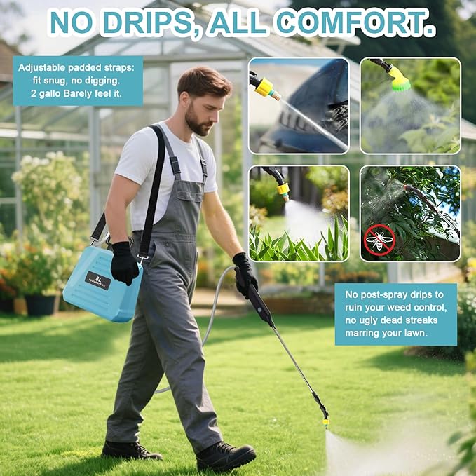 Battery Powered Sprayer 2 Gallon, Upgraded Electric Garden Sprayer with 3 Nozzles & 4 Spray Modes, Rechargeable Handle, Retractable Wand and Adjustable Shoulder Strap for Weed Killer, Lawn, Yard,White