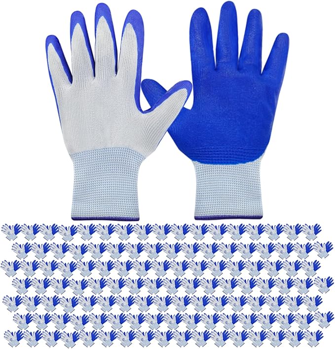 120 Pairs Gardening Work Gloves Bulk for Men Women, Breathable Rubber Coated Garden Gloves for Construction, 9.1 Inch