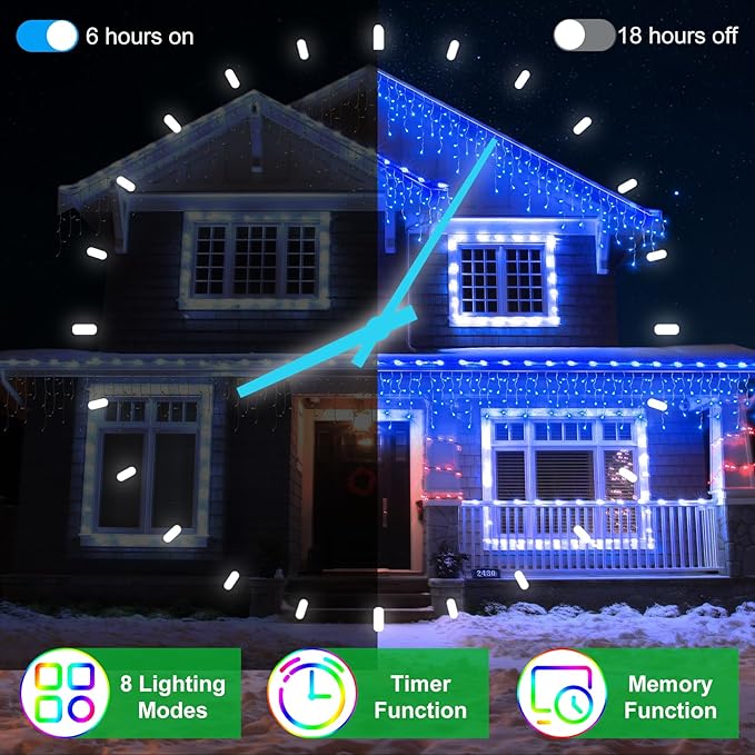 132FT LED Christmas Lights Outdoor with 280 Drops, Christmas Decorations Hanging Lights 980 LED 8 Modes, Outsite Fairy String Lights for Wedding Party Holiday Winter Wonderland Decorations Blue