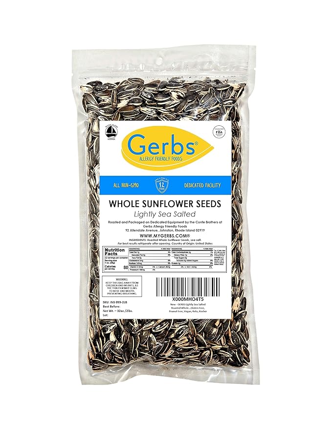 Lightly Sea Salted Sunflower Seed in Shell by Gerbs - 2 LBS - Top 11 Food Allergen Free & Non GMO - Premium Dry Roasted Seeds – COG USA