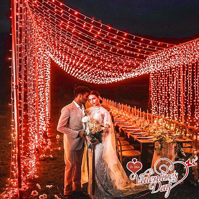 66FT 200 LED Christmas Lights Outdoor, Plug in Christmas String Lights Indoor, Waterproof & 8 Modes & Timer Function, Connectable Fairy Twinkle Light for House Bedroom Wedding Party Decor, Red