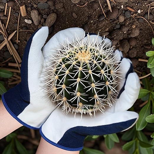 Gardening Gloves, Garden Gloves for Women and Men, Thorn Proof Working Gloves, Durable Leather Work Garden Gloves for Yard & Outdoor Work, Blue, S
