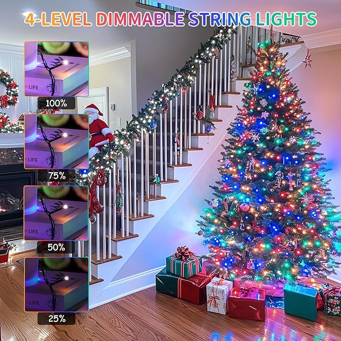 JMEXSUSS Color Changing Christmas Lights, 66ft 200 LED White & Multicolor String Lights Outdoor Waterproof with Timer Remote, Connectable Christmas Tree Lights Plug in for Indoor Xmas Decor