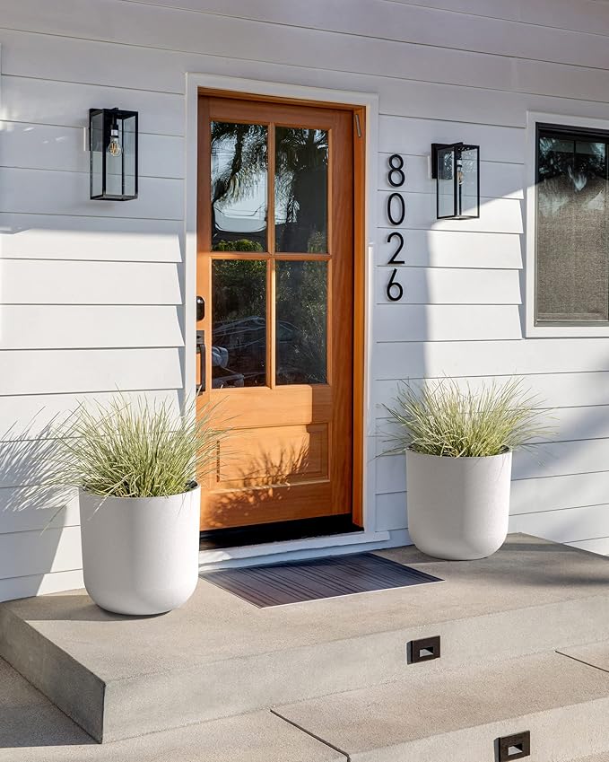 Veradek Mason Series Lima Planter - Round Planter for Indoor or Outdoor Porch/Garden | Made from Plastic-Stone Composite with Drainage Holes | Modern Décor for Succulents, Flowers, Small Plants