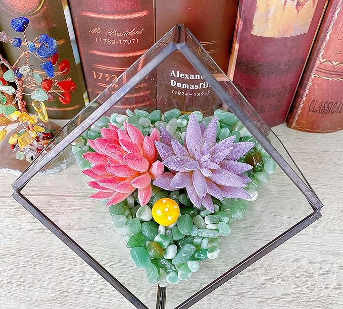 QINJIEJIE 400G Green Aventurine Crystal Polished Rocks 0.3-0.4" Tumbled Stones Chips Stone Crushed Quartz Natural Gem Home Decoration Aquarium Plants Cacti Vase Filler Landscape Bottom Ornament 0.9lb