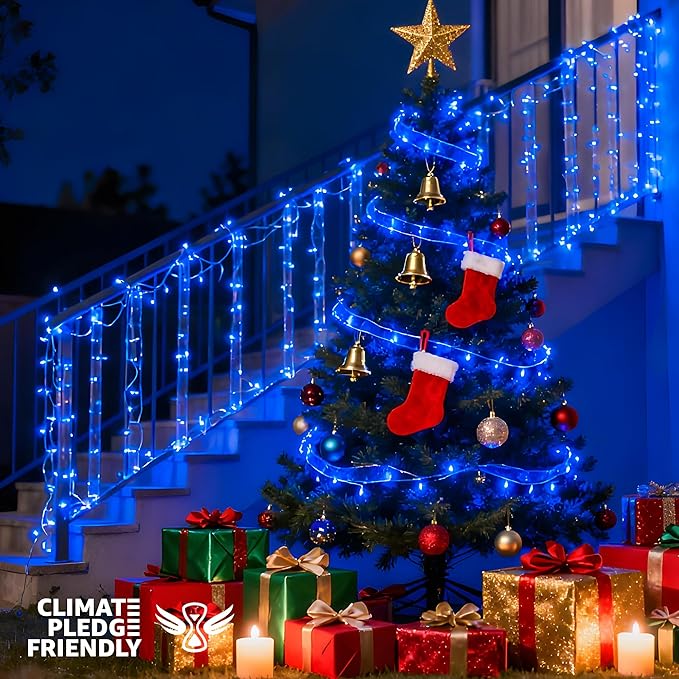 33FT 100 LEDs String Lights Waterproof Fairy Lights 8 Modes with Memory 30V UL Certified Power Supply for Home, Garden, Wedding, Party, Christmas Decoration Indoor Outdoor (Blue)