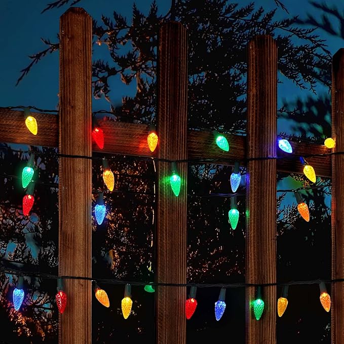 Brightever C6 Battery Powered Christmas Lights, 70FT 200LED Outdoor Christmas Lights with Timer & 8 Lighting Modes, Waterproof Strawberry Light for Indoor Outdoor Xmas Decor, Multicolor, 1-Pack