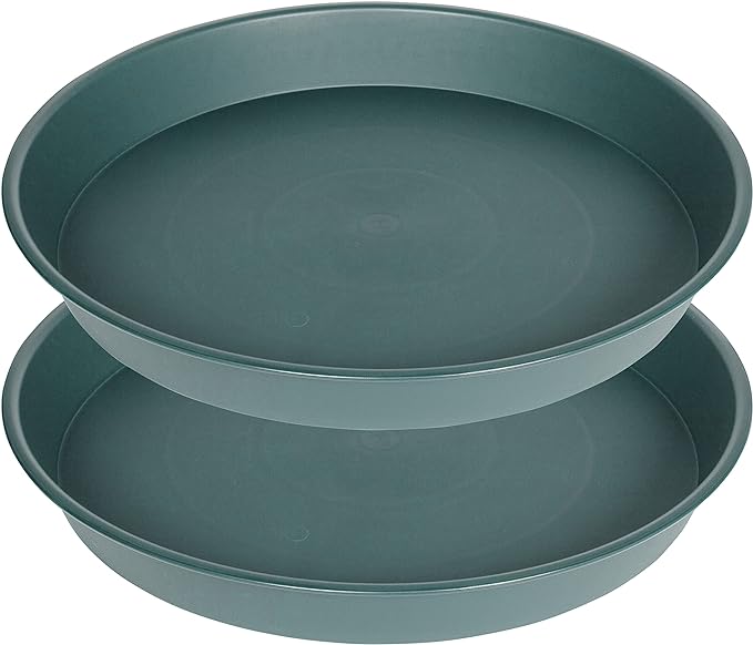 2 Pack of Bird Bath Bowl 12", 1.6" Depth, 10 12 inch Birdbath Bowls Dish Only for The Garden, Large Plant Saucer (12", Green)