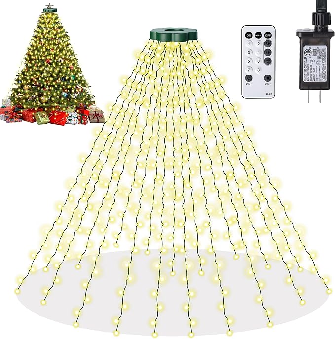 Christmas Tree Lights - 480 LEDs 9.8FT x 16 String Lights with Memory Function & 8 Modes, Fairy Lights with Remote Control & Timer for Christmas Tree Decorations - Warm White