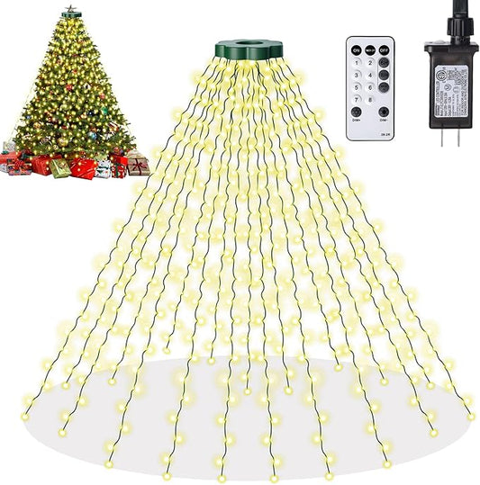 Christmas Tree Lights - 480 LEDs 9.8FT x 16 String Lights with Memory Function & 8 Modes, Fairy Lights with Remote Control & Timer for Christmas Tree Decorations - Warm White
