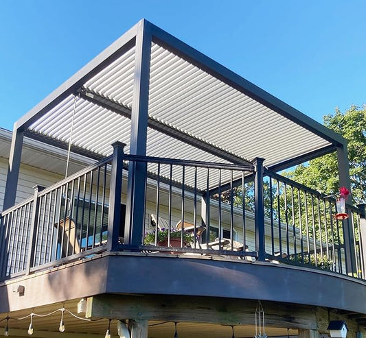 PURPLE LEAF Louvered Pergola 10' x 12' Outdoor Aluminum Pergola with Hidden Drainage System and White Adjustable Sun Shade Roof Patio Hardtop Small Pergolas for Deck Porch Garden