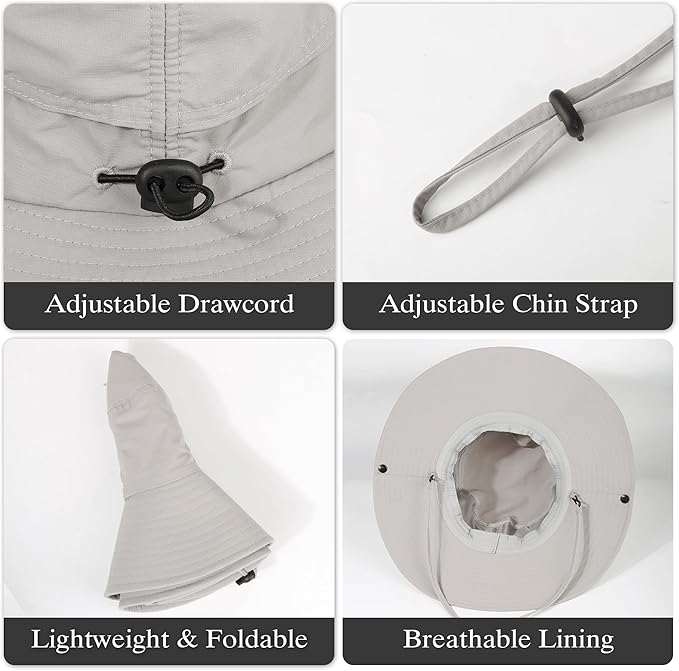 Wide Brim Sun Hats Waterproof Bucket Hat UV Protection Fishing Hat Summer Packable Fisherman Hat for Men and Women