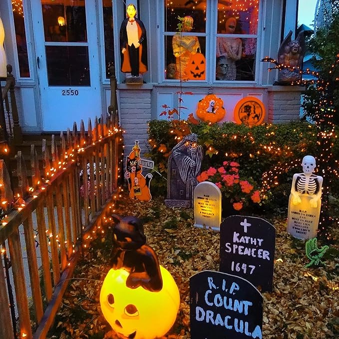 Minetom Halloween String Lights Outdoor, 39Feet 100 LED Waterproof Christmas Lights with 8 Lighting Modes for Halloween Garden Party Christmas Xmas Tree Lights Decor, Orange