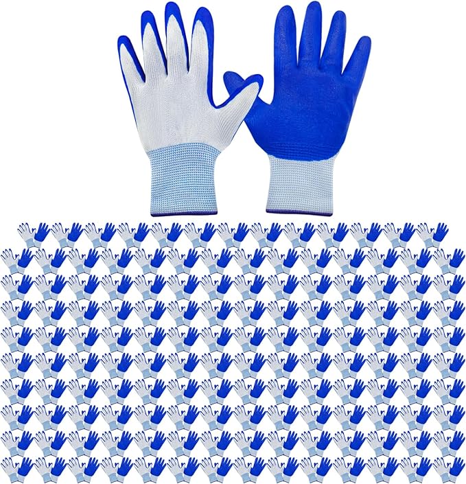 144 Pairs Gardening Work Gloves Bulk for Men Women, Breathable Rubber Coated Garden Gloves for Construction, 9.1 Inch