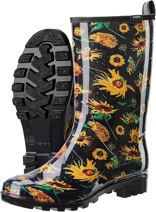 HISEA Women's Rain Boots Waterproof Mid Calf Garden Boots for Women