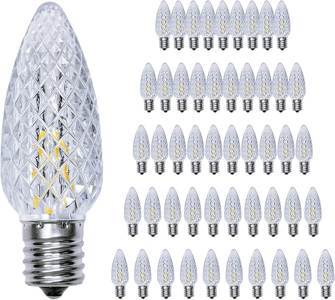 50 Pack C9 Led Replacement Christmas Light Bulb, Warm White C9 Shatterproof Led Bulbs for Indoor Outdoor Decorative String Light, E17 Base