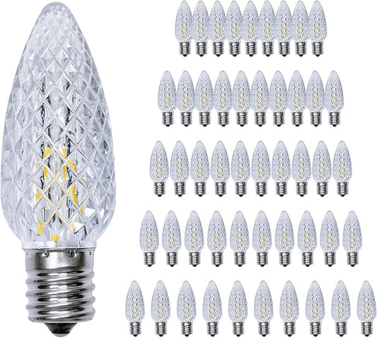 50 Pack C9 Led Replacement Christmas Light Bulb, Warm White C9 Shatterproof Led Bulbs for Indoor Outdoor Decorative String Light, E17 Base