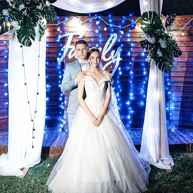 Christmas Lights Outdoor, 66FT 200 LED Christmas String Lights with 8 Modes Waterproof, Connectable Green Wire Twinkle Light for Tree Patio Garden Party Holiday Decorations, Blue