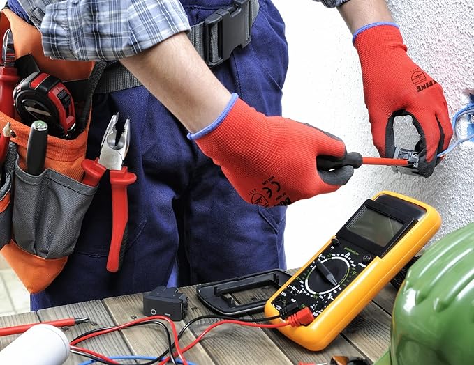 Safety Work Gloves PU Coated-60 Pairs,Red Seamless Knit Glove with Polyurethane Coated Smooth Grip on Palm & Fingers, for Men and Women, Ideal for General Duty Work (Large)