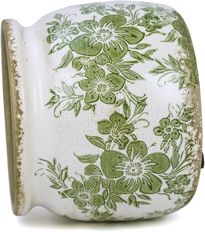 Ceramic Pot for Planter, Vintage Flower Pot with Drainage Holes, 6.29 inch Ice Crack Glazed Indoor Planters Pot (Traditional)