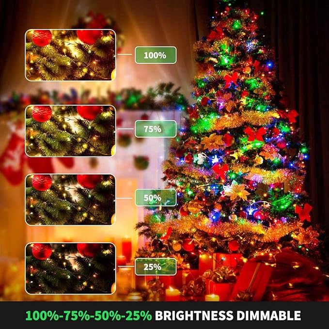 Decute 800Leds 272FT Colors Changing Christmas String Lights 4 Colors in 1 Strand 11 Modes, Waterproof Indoor Outdoor Tree Fairy Lights Warm White & Multicolor with Timer Remote