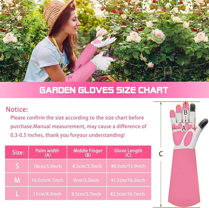 Long-Gardening-Gloves for Women/Men - Thorn Proof Rose Pruning Gloves Heavy Duty Gauntlet-S