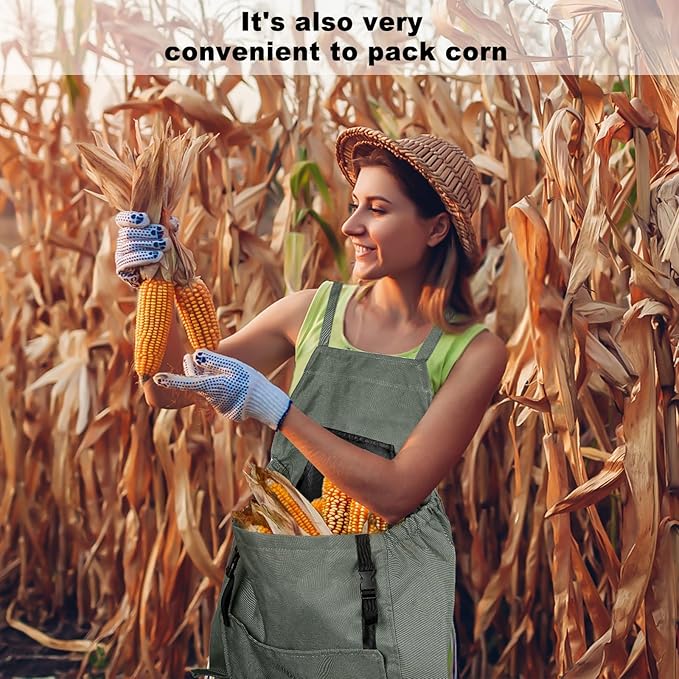 Gardening Apron, Garden Apron with Quick Release Pockets,Water Resistant Oxford with Adjustment Cross Strap,Farm Work