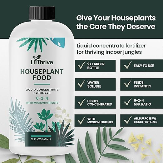 32oz Houseplant Fertilizer, All Purpose Indoor Plant Food - Makes 175+ Gallons, Plant Food for Houseplants - Fiddle Leaf Fig Tree, Pothos & More, 6-2-4 NPK, Concentrated Fertilizer for Indoor Plants