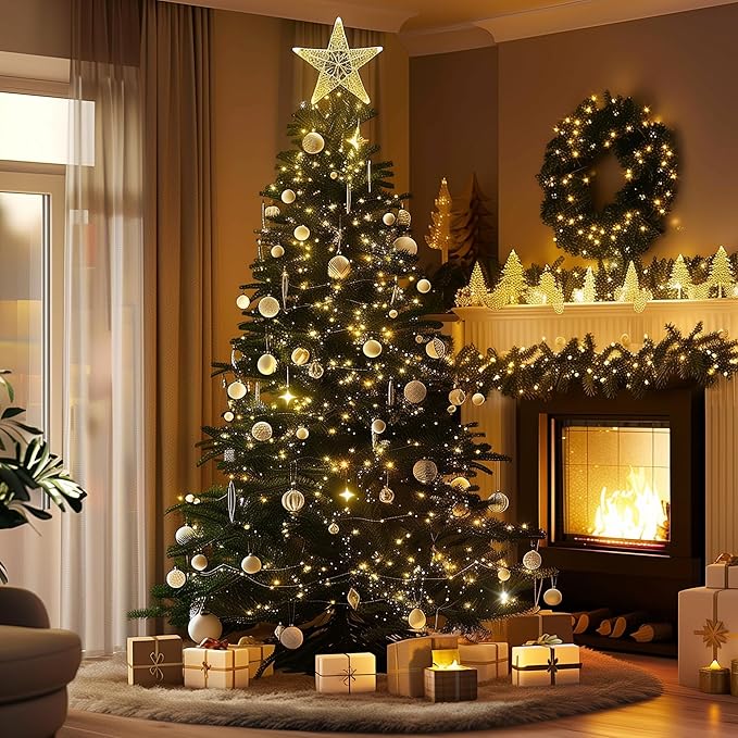 Dazzle Bright Warm White Christmas Mini String Lights, 4 Pack Total 120FT 600 Incandescent White Wire Fairy Lights, Waterproof Christmas Decorations for Indoor Outdoor Party Garden Yard Decor